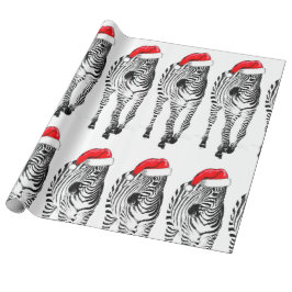 Zebra in Santa wrapping paper Cadeaupapier