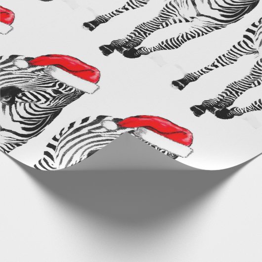 Zebra in Santa wrapping paper Cadeaupapier (Hoek)