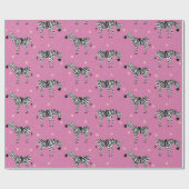 Zebra in Savanna Safari patroon op roze Cadeaupapier (Vlak)