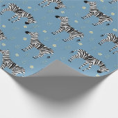 Zebra in Savanna Safari Pattern on Light Blue Cadeaupapier (Hoek)