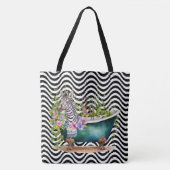Zebra in Tub zwart wit golvende strepen psychedeli Tote Bag (Voorkant)