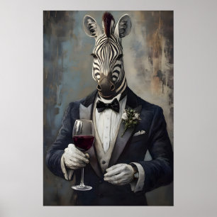 Zebra In Tuxedo Poster, Dierenposter, Zebra In Poster