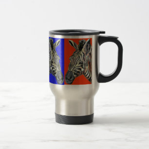 Zebra in vier kleuren Travel Mug Reisbeker