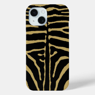 Zebra in zwart en goud iPhone 15 case