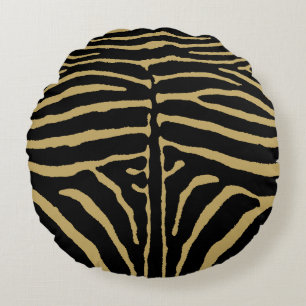 Zebra in zwart en goud rond kussen