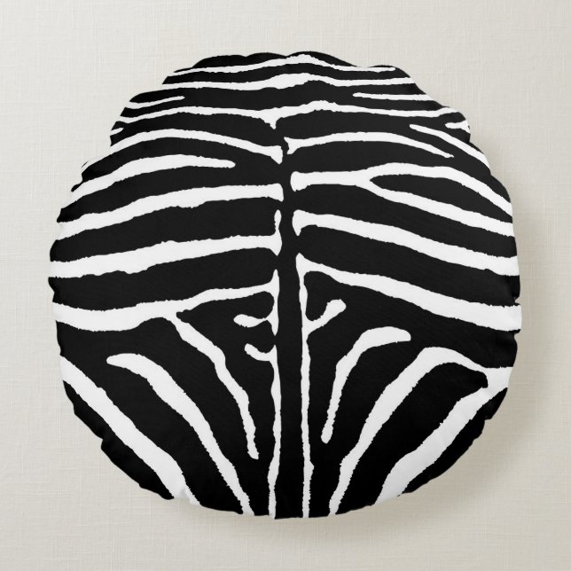 Zebra in zwart en wit rond kussen (Voorkant)