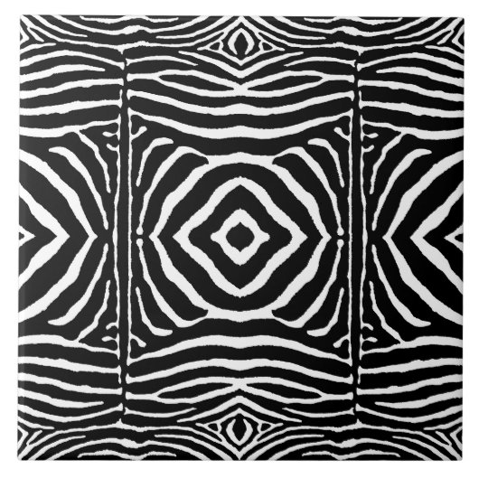 Zebra in zwart en wit tegeltje (Voorkant)