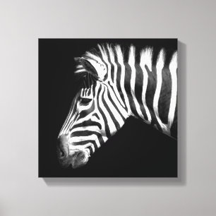 Zebra in zwart-wit foto canvas afdruk