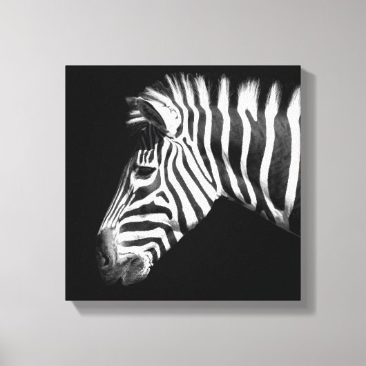 Zebra in zwart-wit foto canvas afdruk (Voorkant)