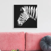 Zebra in zwart-wit foto canvas afdruk (Insitu (Woonkamer))