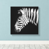 Zebra in zwart-wit foto canvas afdruk (Insitu (Houten vloer))