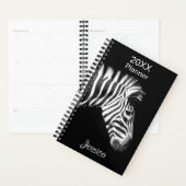 Zebra in zwart-wit gepersonaliseerde naam planner (Display)