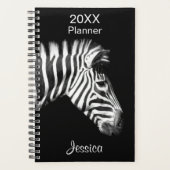 Zebra in zwart-wit gepersonaliseerde naam planner (Voorkant)