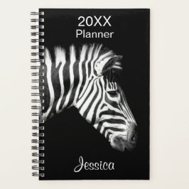 Zebra in zwart-wit gepersonaliseerde naam planner