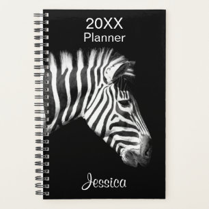 Zebra in zwart-wit gepersonaliseerde naam planner