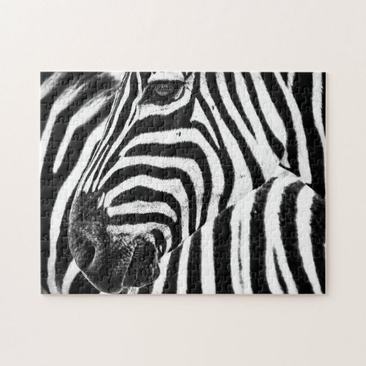 Zebra in zwart-wit, Jigzaag Puzzle Legpuzzel (Horizontaal)