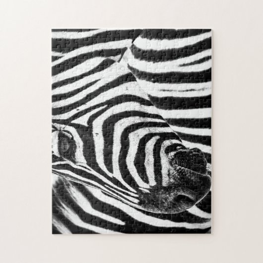 Zebra in zwart-wit, Jigzaag Puzzle Legpuzzel (Verticaal)