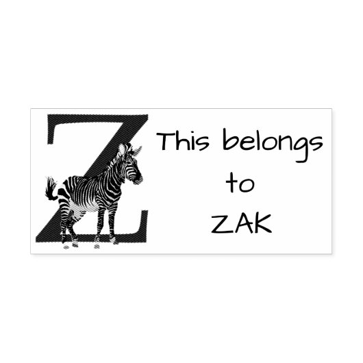 Zebra Initiaal Rubberstempel (Afrduk)
