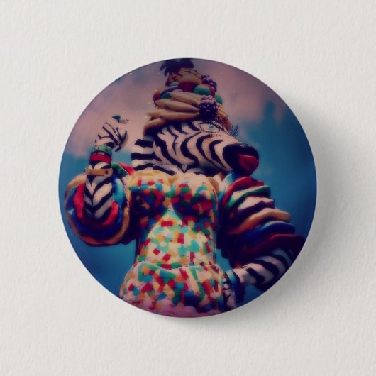Zebra is een feestbeest ronde button 5,7 cm (Voorkant)