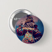 Zebra is een feestbeest ronde button 5,7 cm (Voorkant /achterkant)