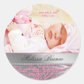 Zebra Jewelry Baby Girl Sticker Pink Silver
