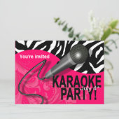 Zebra Karaoke Girls Night Out Party Kaart (Staand voorkant)