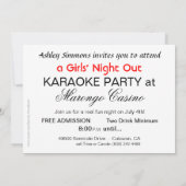 Zebra Karaoke Girls Night Out Party Kaart (Achterkant)