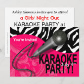 Zebra Karaoke Girls Night Out Party Kaart (Voorkant / Achterkant)