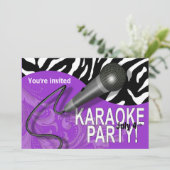 Zebra Karaoke Girls Night Out Party Kaart (Staand voorkant)