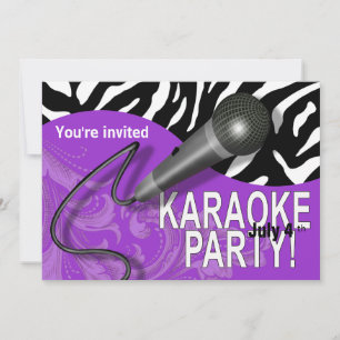 Zebra Karaoke Girls Night Out Party Kaart