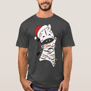 Zebra kerstairdieren met lichte lampjes t-shirt