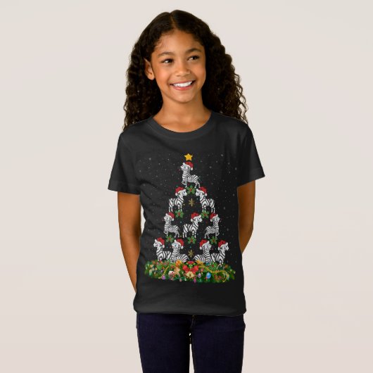 Zebra kerstbomen - kerstkerstkerstkerstmis met ker t-shirt (Voorkant volledig)