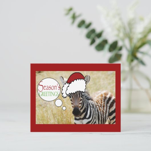 Zebra Kerstdagen Groeten Feestdagenkaart (Staand voorkant)