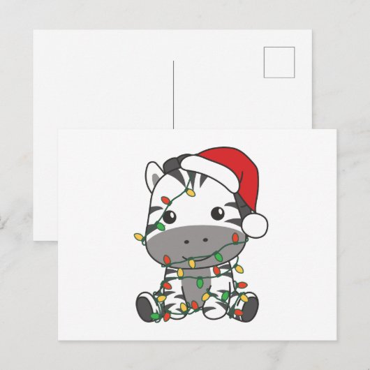 Zebra Kerstmis Winter Dieren Vakantie Zebra's Feestdagenkaart (Voorkant / Achterkant)