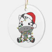 Zebra Kerstmis Winter Dieren Vakantie Zebra's Keramisch Ornament (Links)