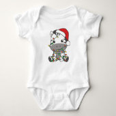 Zebra Kerstmis Winter Dieren Vakantie Zebra's Romper (Voorkant)