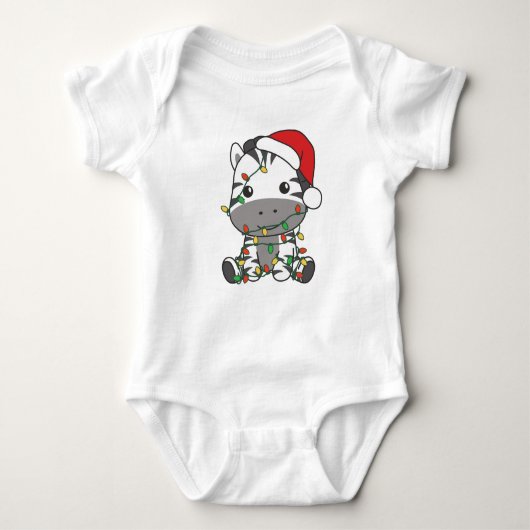 Zebra Kerstmis Winter Dieren Vakantie Zebra's Romper (Voorkant)