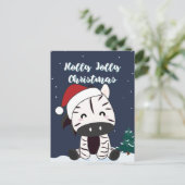 Zebra Kerstmis Zebras Winter Dieren Vakantie Poste Feestdagenkaart (Staand voorkant)