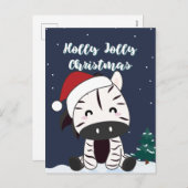 Zebra Kerstmis Zebras Winter Dieren Vakantie Poste Feestdagenkaart (Voorkant / Achterkant)