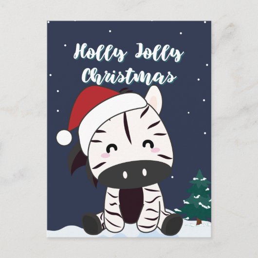 Zebra Kerstmis Zebras Winter Dieren Vakantie Poste Feestdagenkaart (Voorkant)