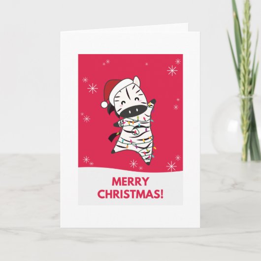 Zebra Kerstmis Zebras Winterdieren Kaart (Voorkant)