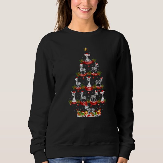 Zebra Kerstvakantie Kerstman Zebra Kerstboom Trui (Voorkant)