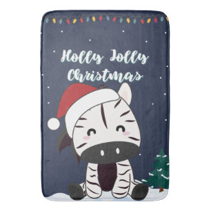 Zebra kerstZebras Winter Animals Bath Mat