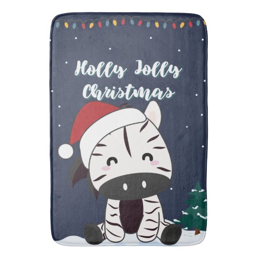 Zebra kerstZebras Winter Animals Bath Mat (Voorkant Verticaal)