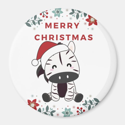 Zebra kerstzebras Winter Animals Magnet (Voorkant)