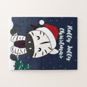 Zebra kerstZebras Winter Dieren Jigzaag Puzzl Legpuzzel (Horizontaal)