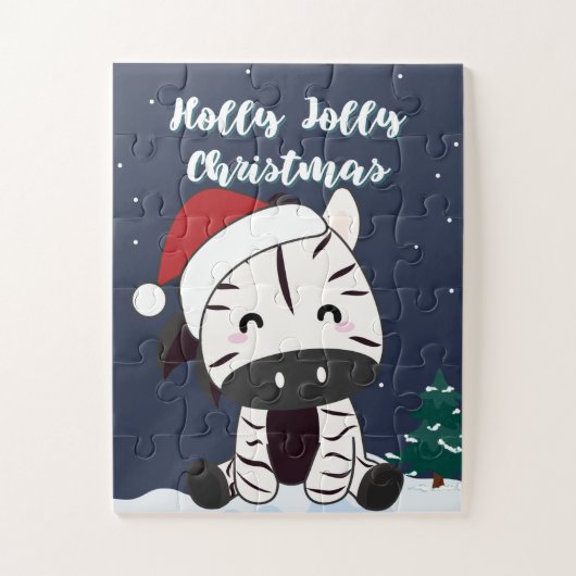 Zebra kerstZebras Winter Dieren Jigzaag Puzzl Legpuzzel (Verticaal)