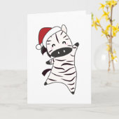 Zebra kerstZebras Winter Dieren Kaart (Gele Bloem)