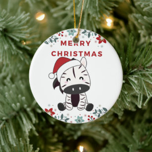 Zebra kerstZebras Winter Dieren Keramisch Orna Ornament