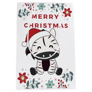 Zebra kerstZebras Winter Dieren Medium Cadeauzakje